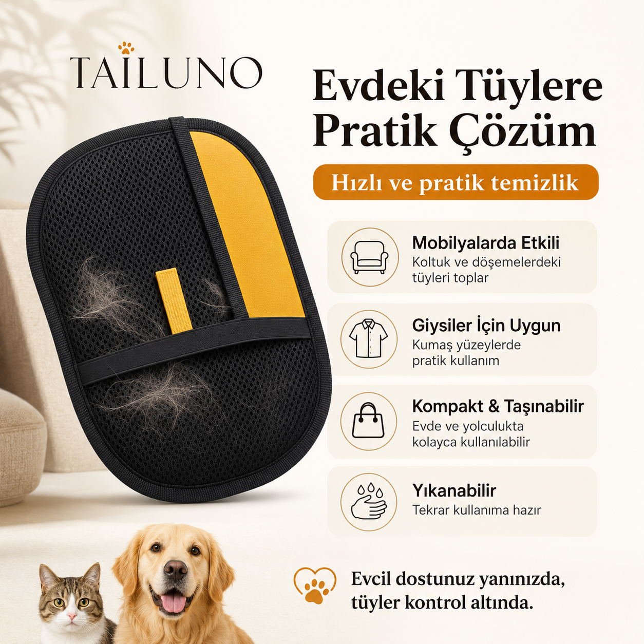 WrenPaw Sweep — Yeniden Kullanılabilir Tüy Toplama Eldiveni